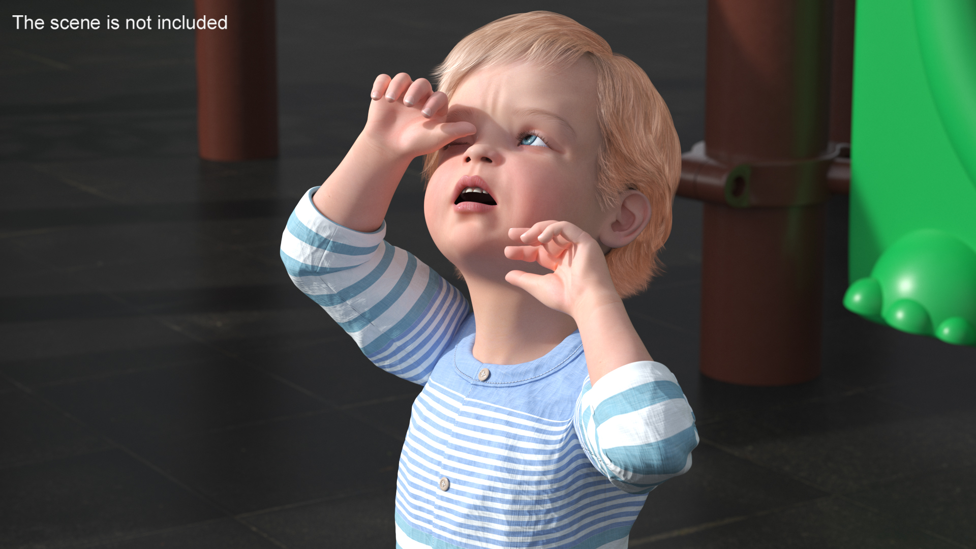 3D Baby in Summer Strolling Clothes Rigged for Maya model