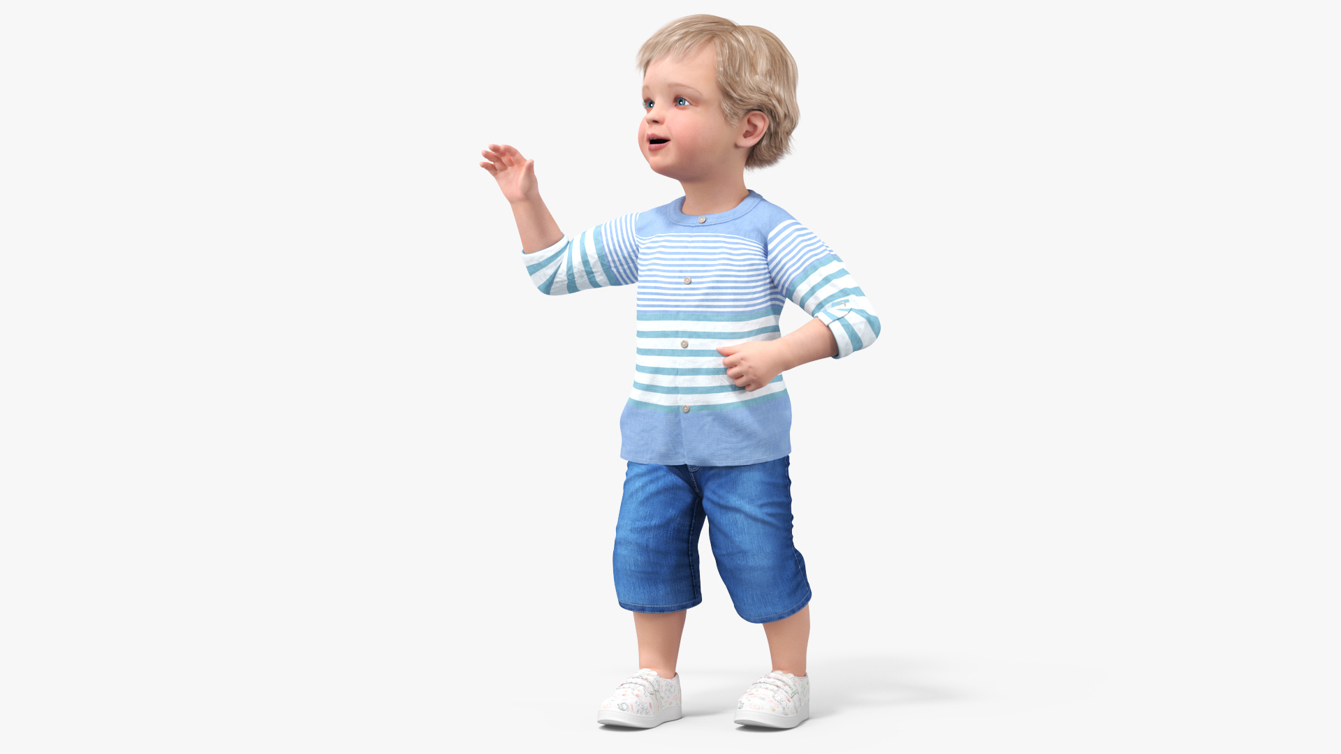 3D Baby in Summer Strolling Clothes Rigged for Maya model