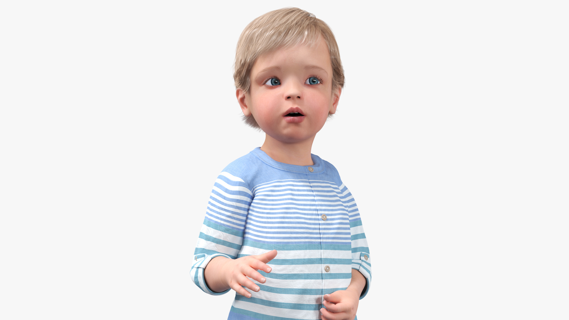 3D Baby in Summer Strolling Clothes Rigged for Maya model