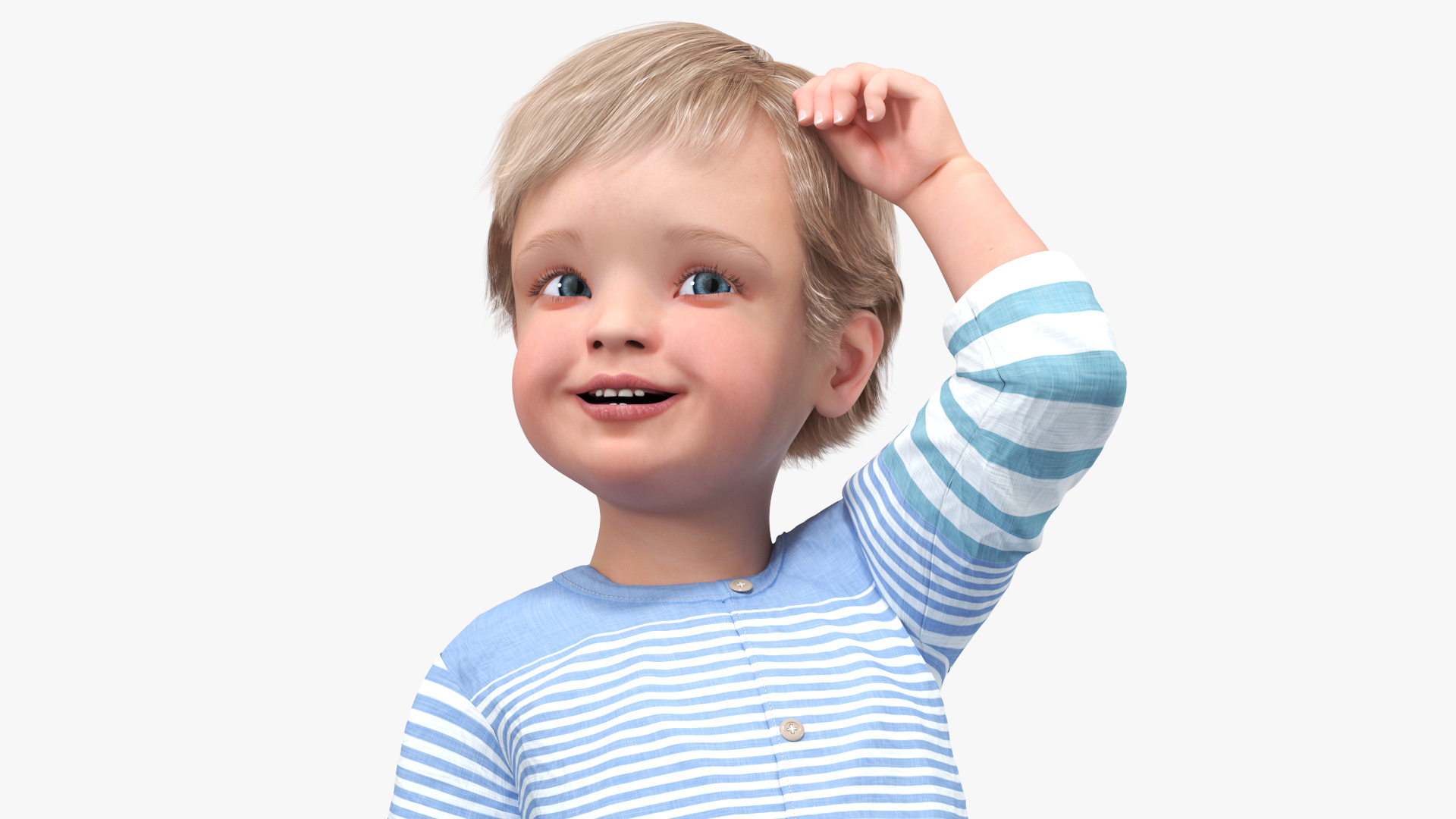 3D Baby in Summer Strolling Clothes Rigged for Maya model