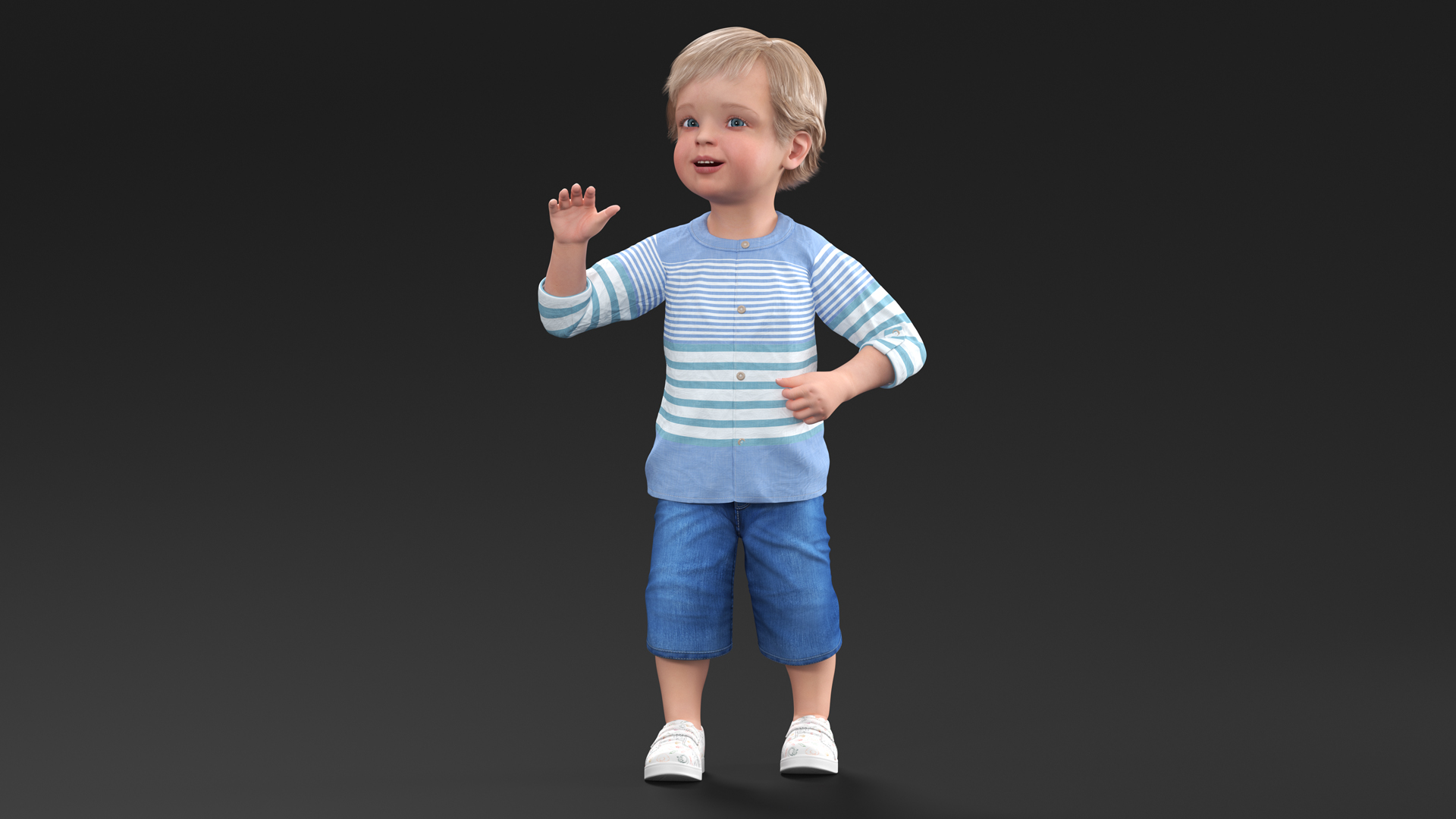 3D Baby in Summer Strolling Clothes Rigged for Maya model