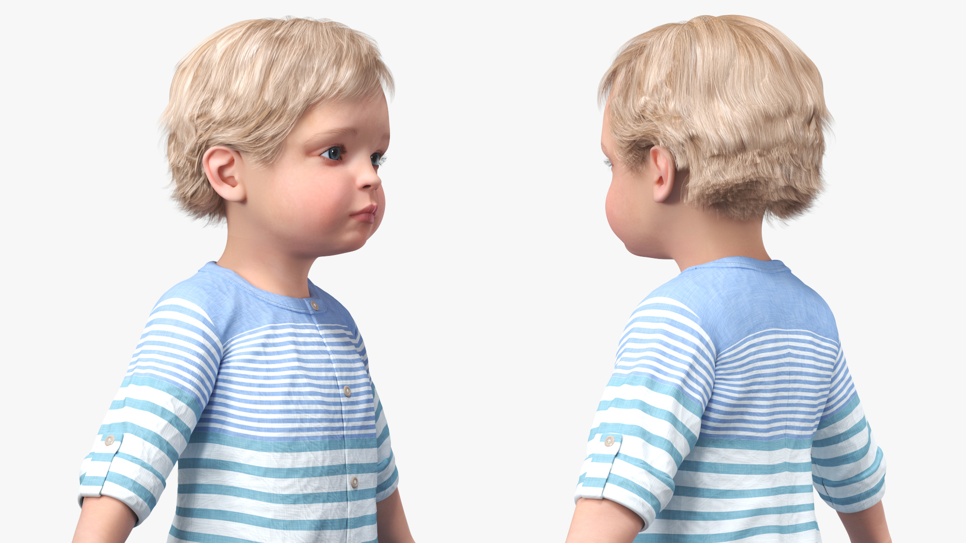 3D Baby in Summer Strolling Clothes Rigged for Maya model