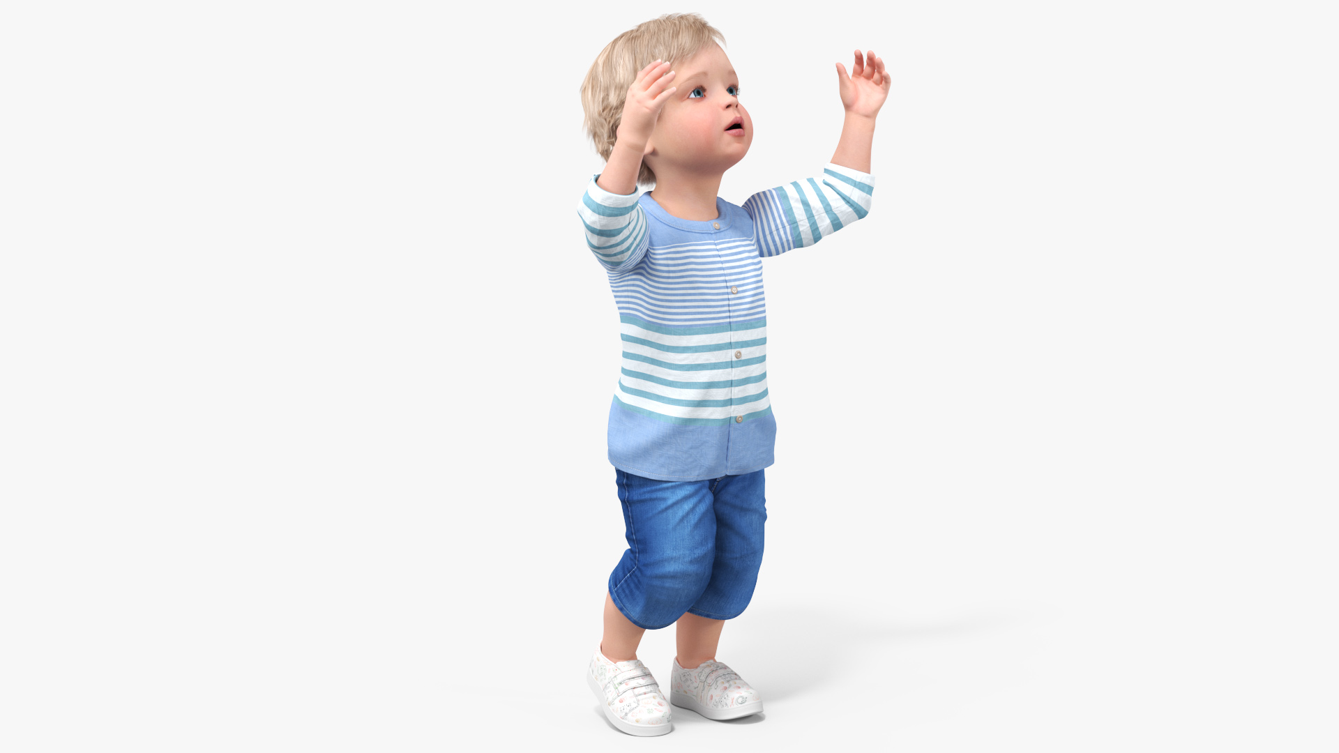 3D Baby in Summer Strolling Clothes Rigged for Maya model