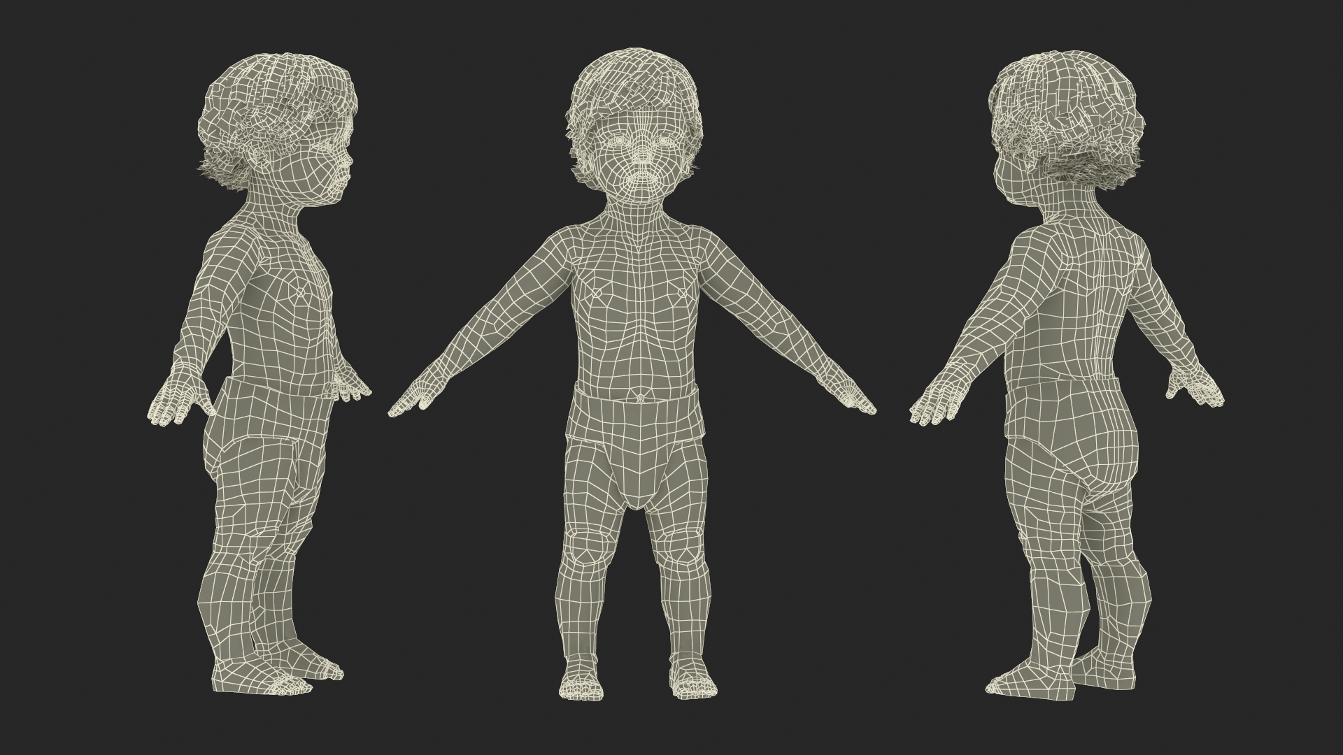 3D Baby in Summer Strolling Clothes Rigged for Maya model