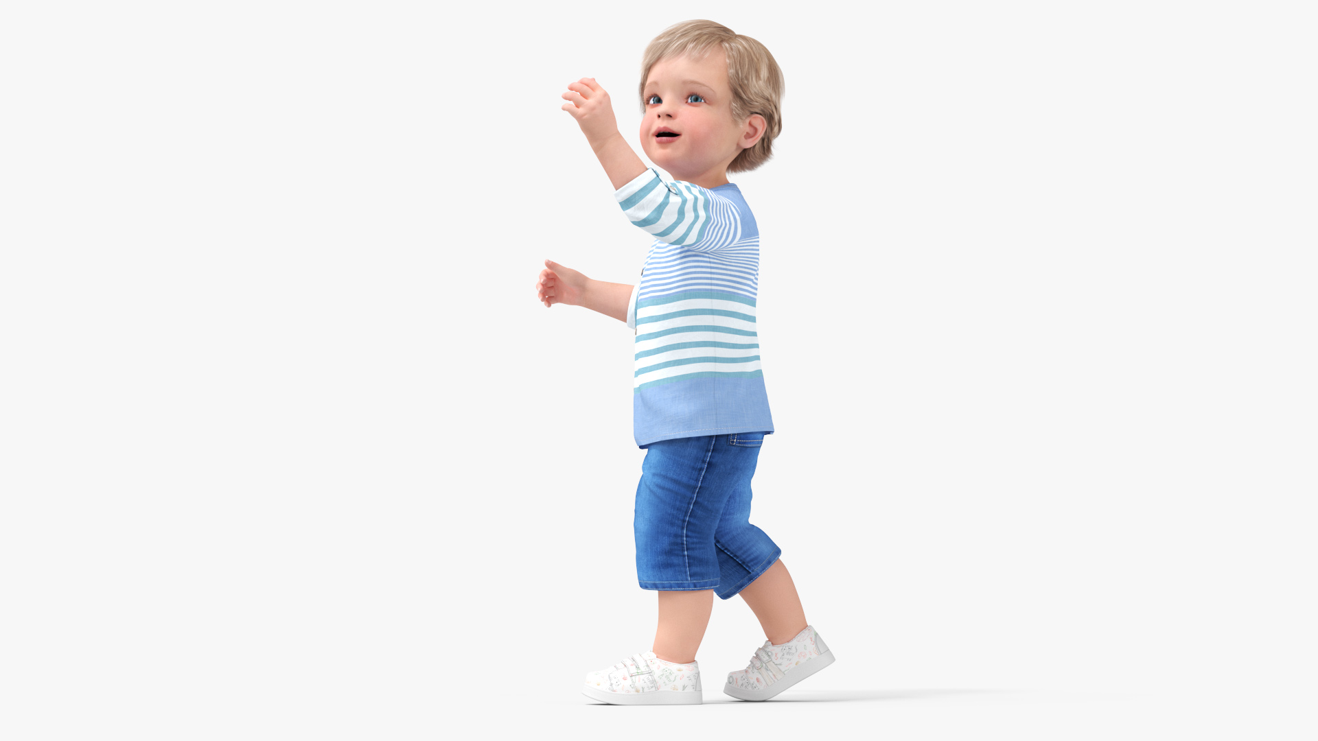 3D Baby in Summer Strolling Clothes Rigged for Maya model