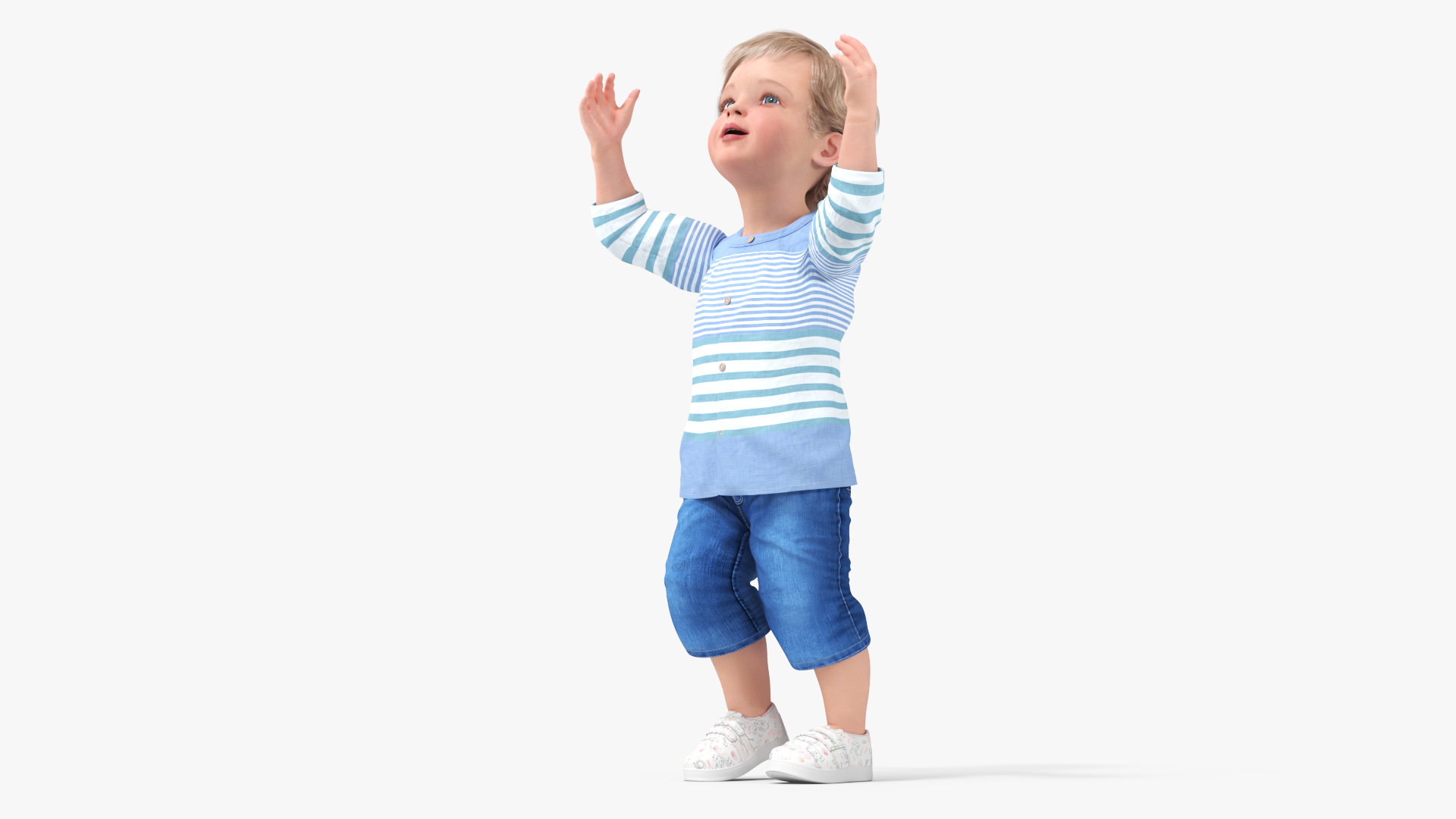 3D Baby in Summer Strolling Clothes Rigged for Maya model