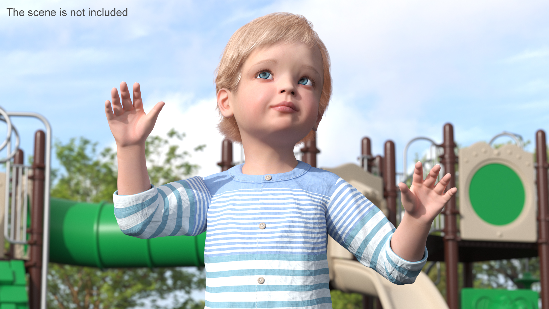 3D Baby in Summer Strolling Clothes Rigged for Maya model