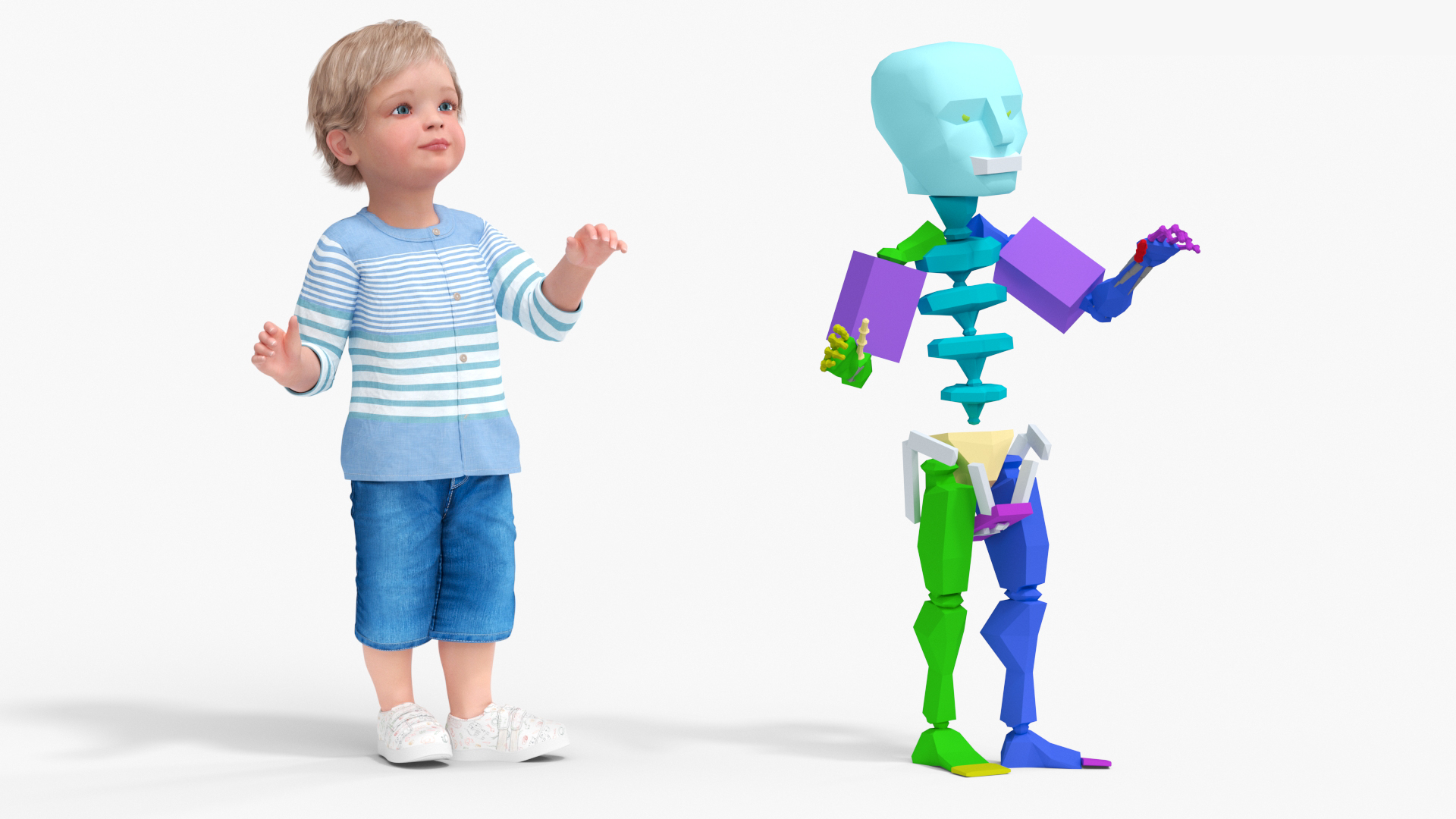 3D Baby in Summer Strolling Clothes Rigged for Maya model