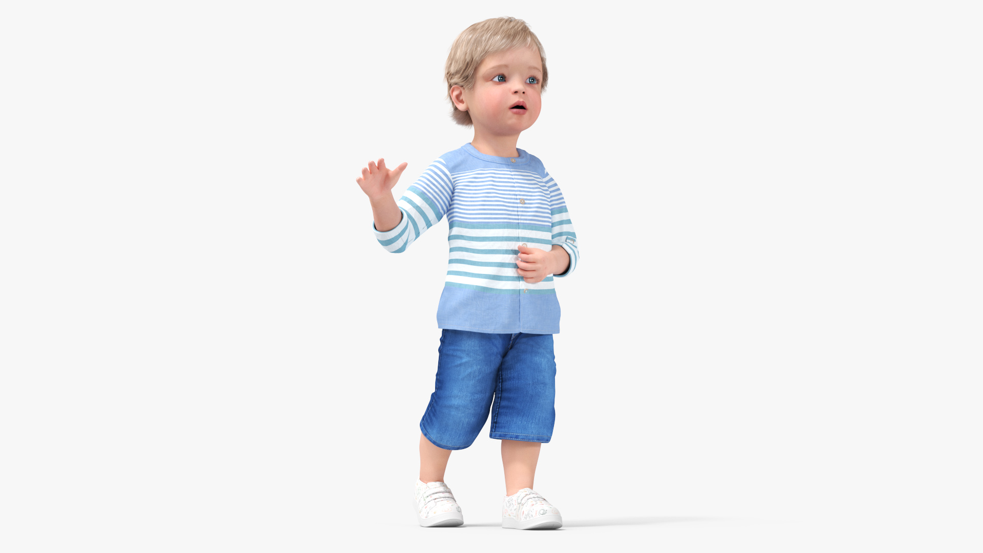 3D Baby in Summer Strolling Clothes Rigged for Maya model