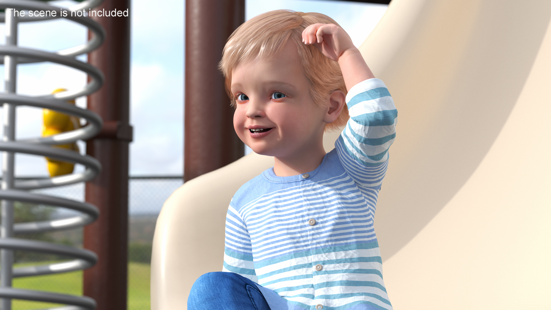 3D Baby in Summer Strolling Clothes Rigged for Maya model