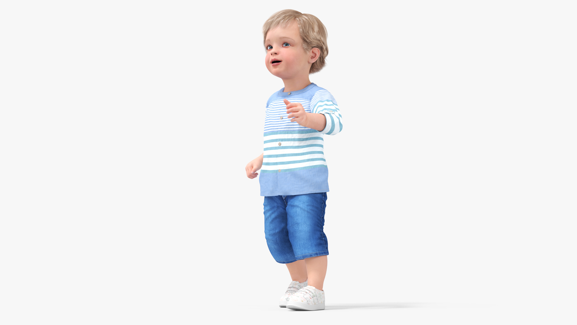 3D Baby in Summer Strolling Clothes Rigged for Maya model