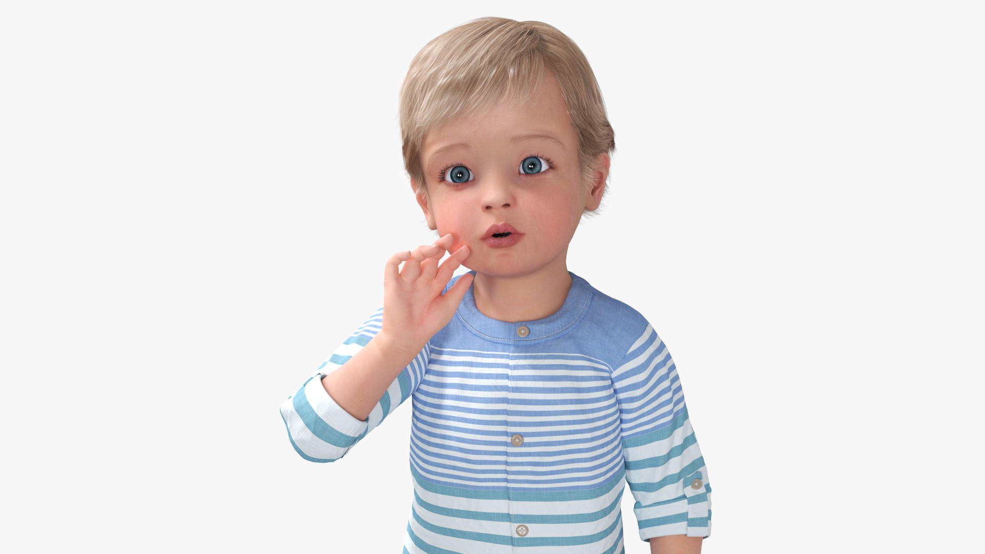 3D Baby in Summer Strolling Clothes Rigged for Maya model