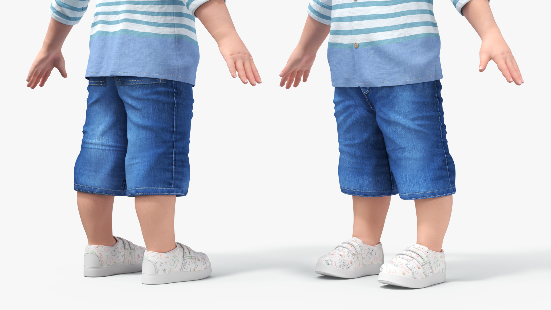 3D Baby in Summer Strolling Clothes Rigged for Maya model