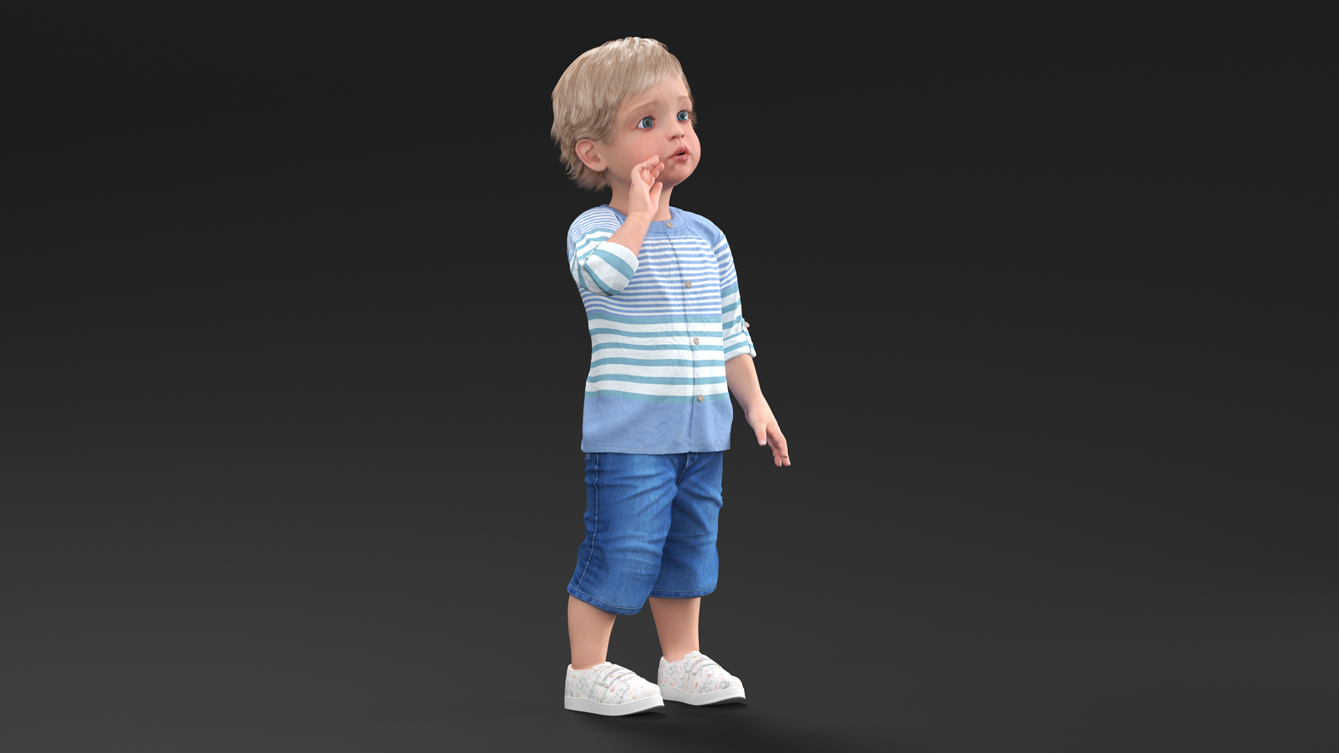 3D Baby in Summer Strolling Clothes Rigged for Maya model