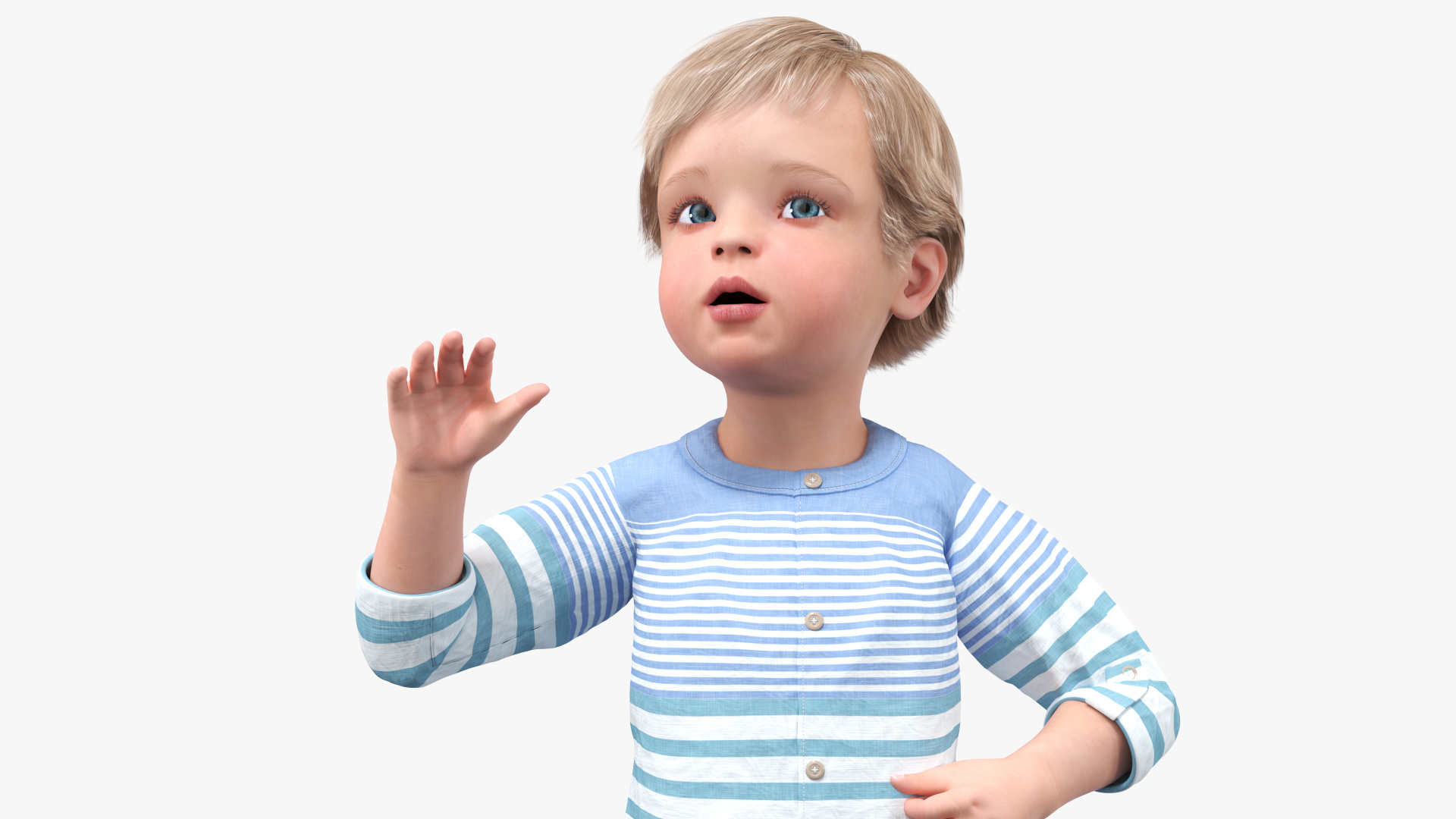 3D Baby in Summer Strolling Clothes Rigged for Maya model