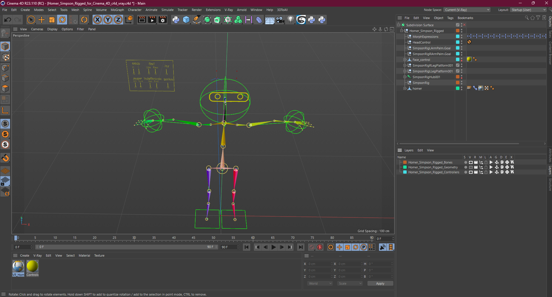 Homer Simpson Rigged for Cinema 4D 3D model