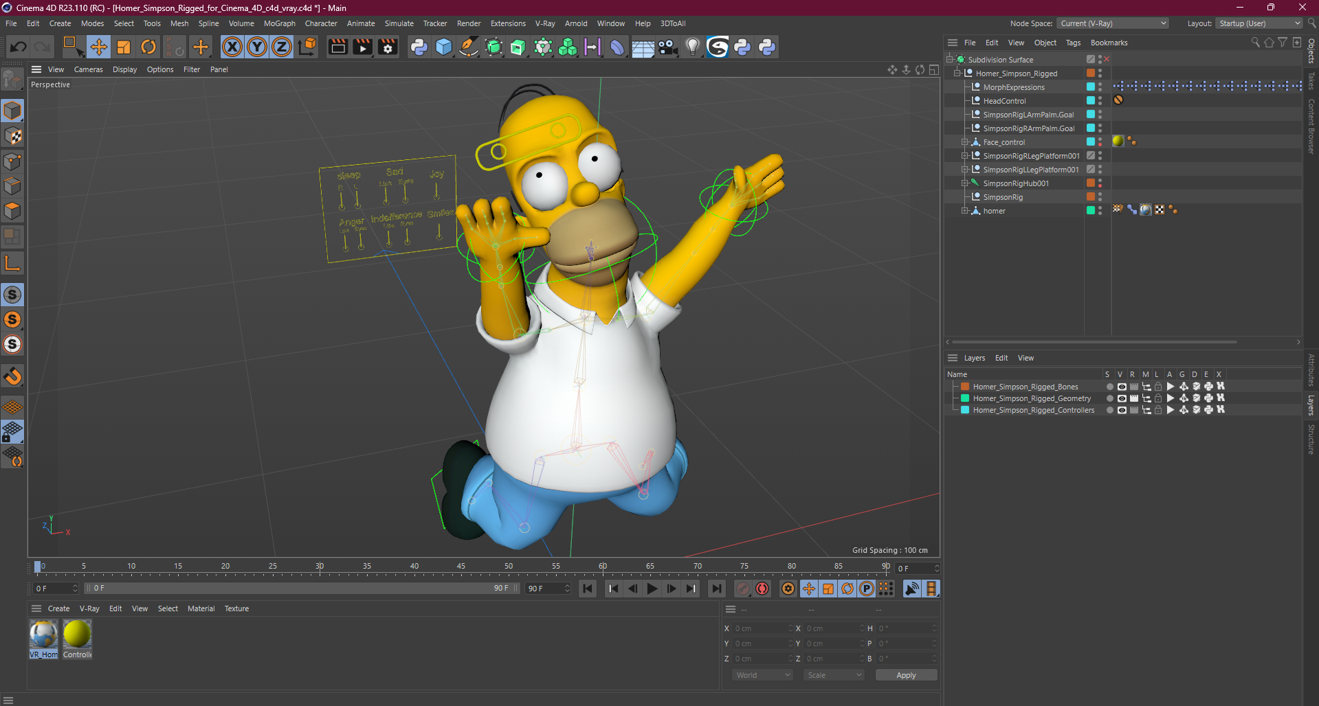 Homer Simpson Rigged for Cinema 4D 3D model