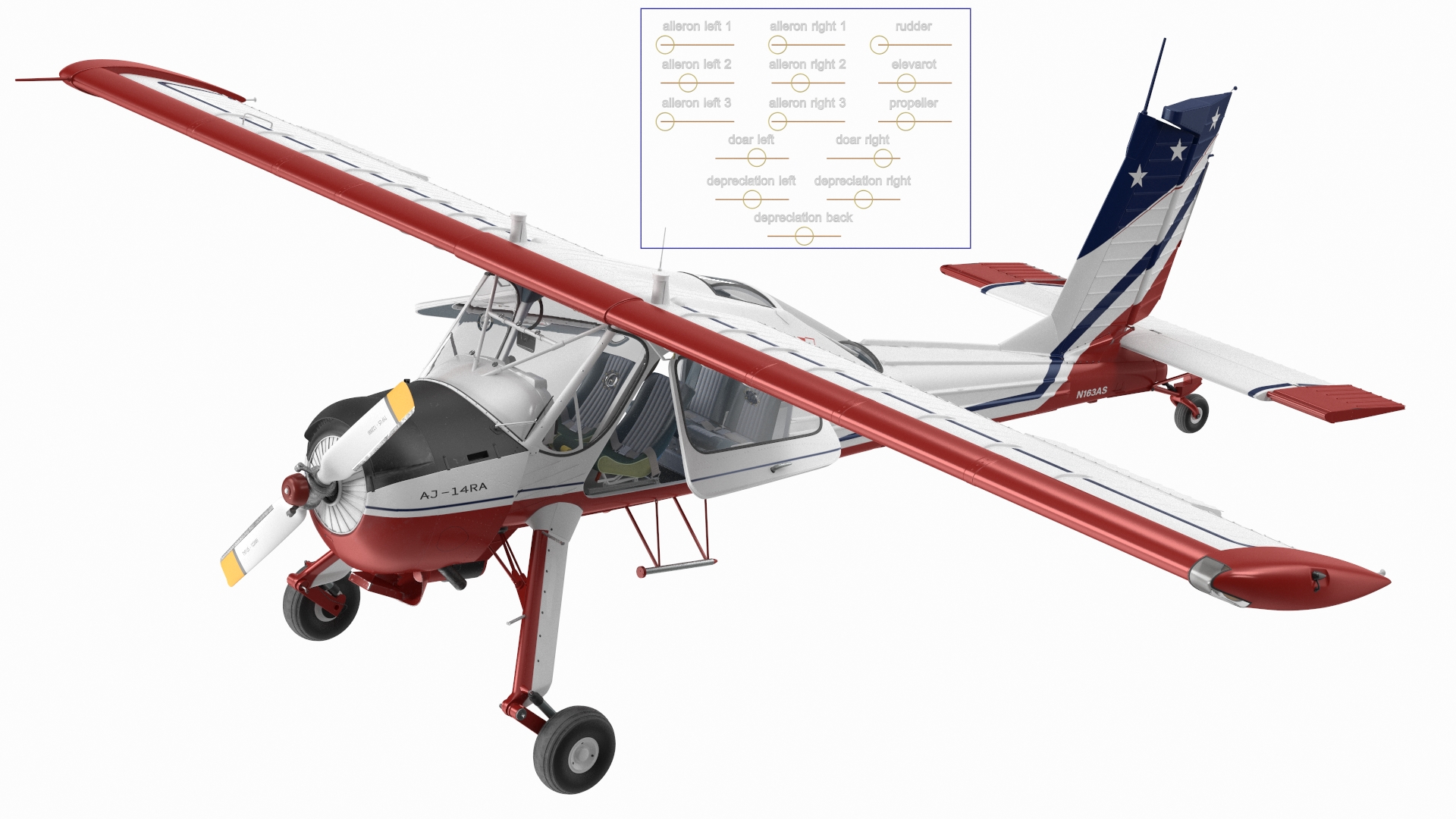 3D model Civil Airplane PZL 104 Wilga Flag Color Rigged for Maya