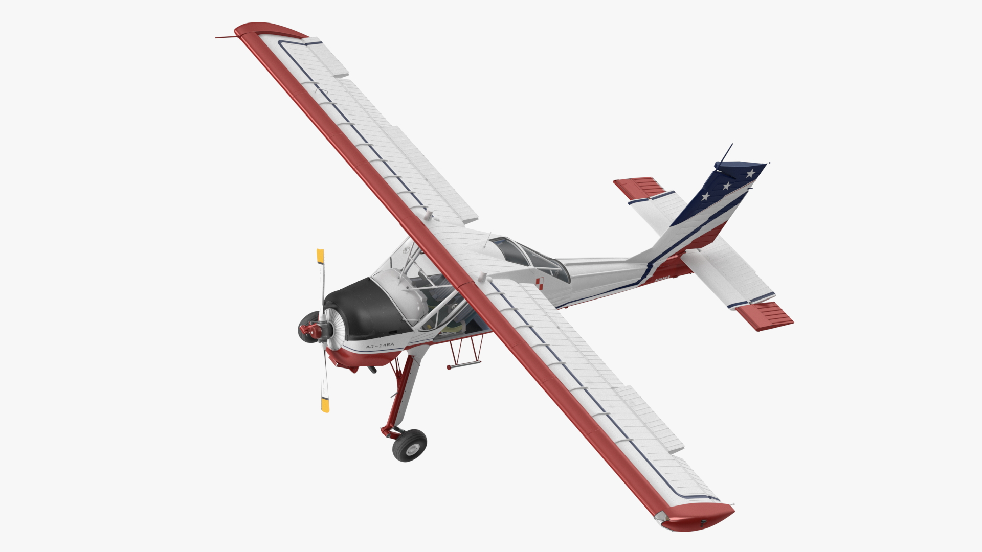3D model Civil Airplane PZL 104 Wilga Flag Color Rigged for Maya