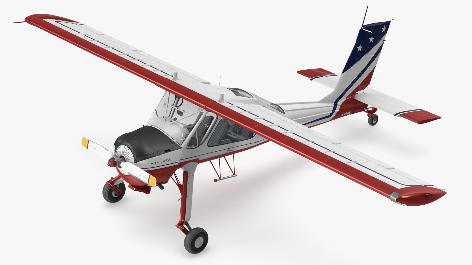 3D model Civil Airplane PZL 104 Wilga Flag Color Rigged for Maya
