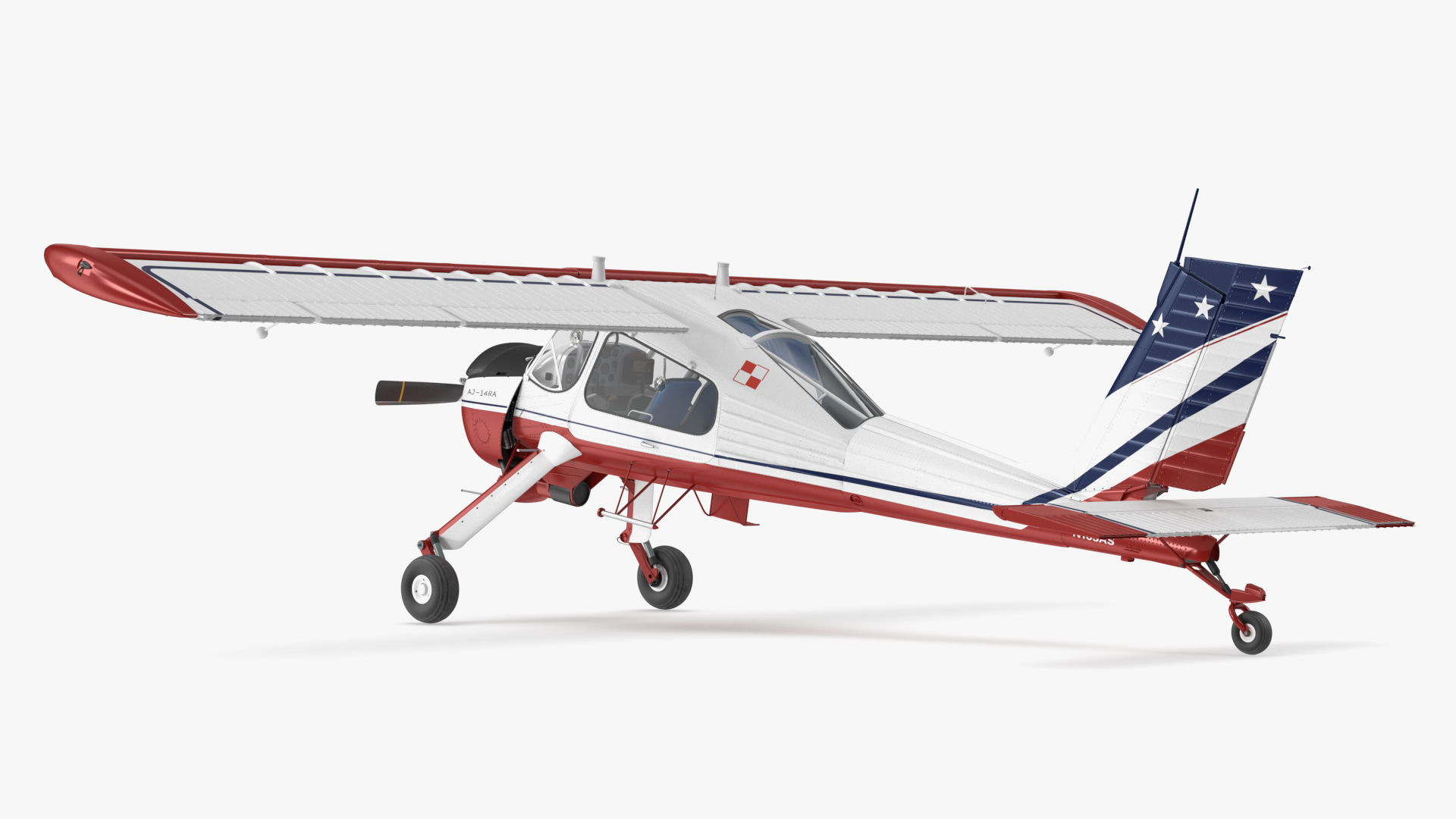 3D model Civil Airplane PZL 104 Wilga Flag Color Rigged for Maya