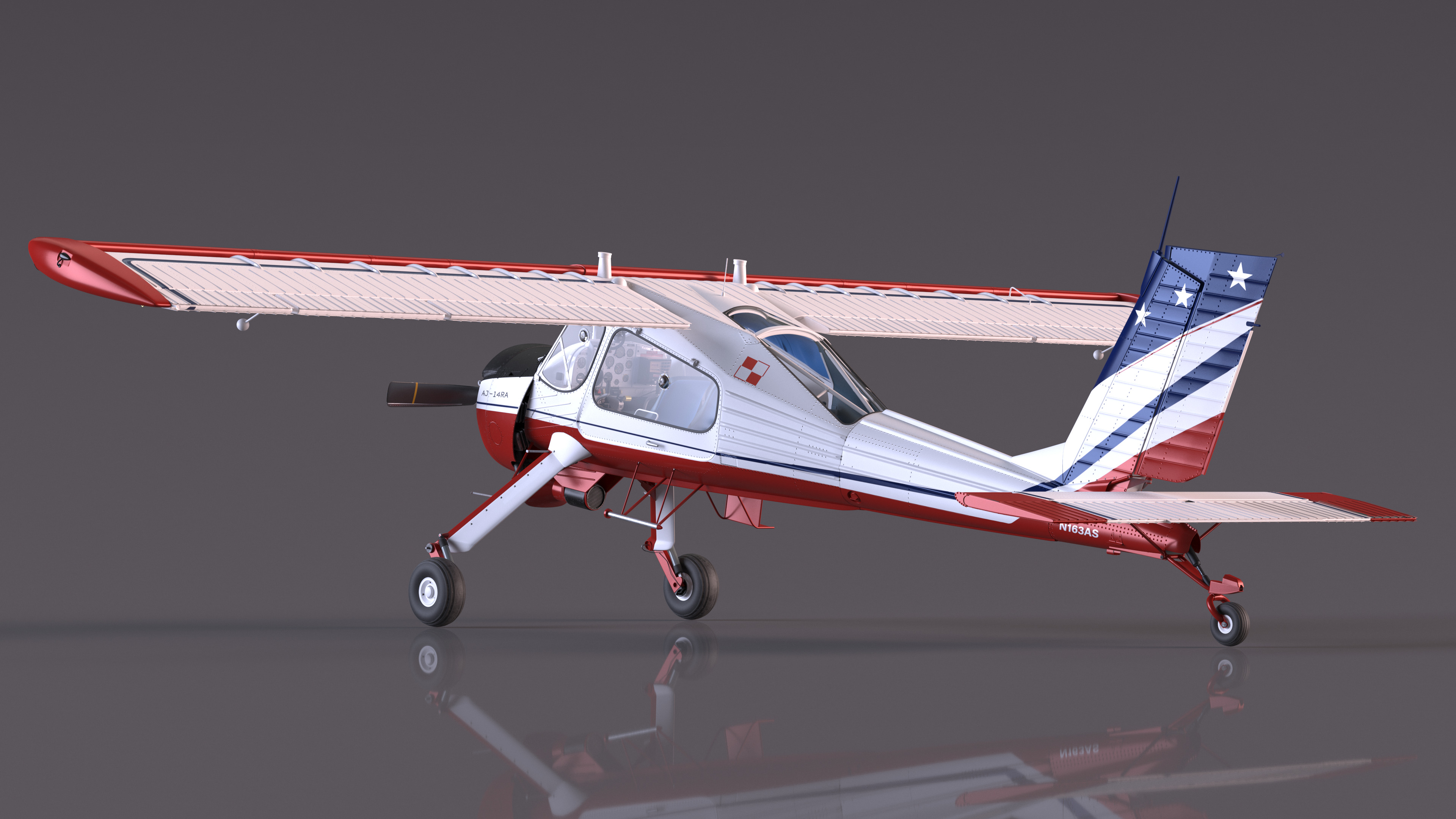 3D model Civil Airplane PZL 104 Wilga Flag Color Rigged for Maya