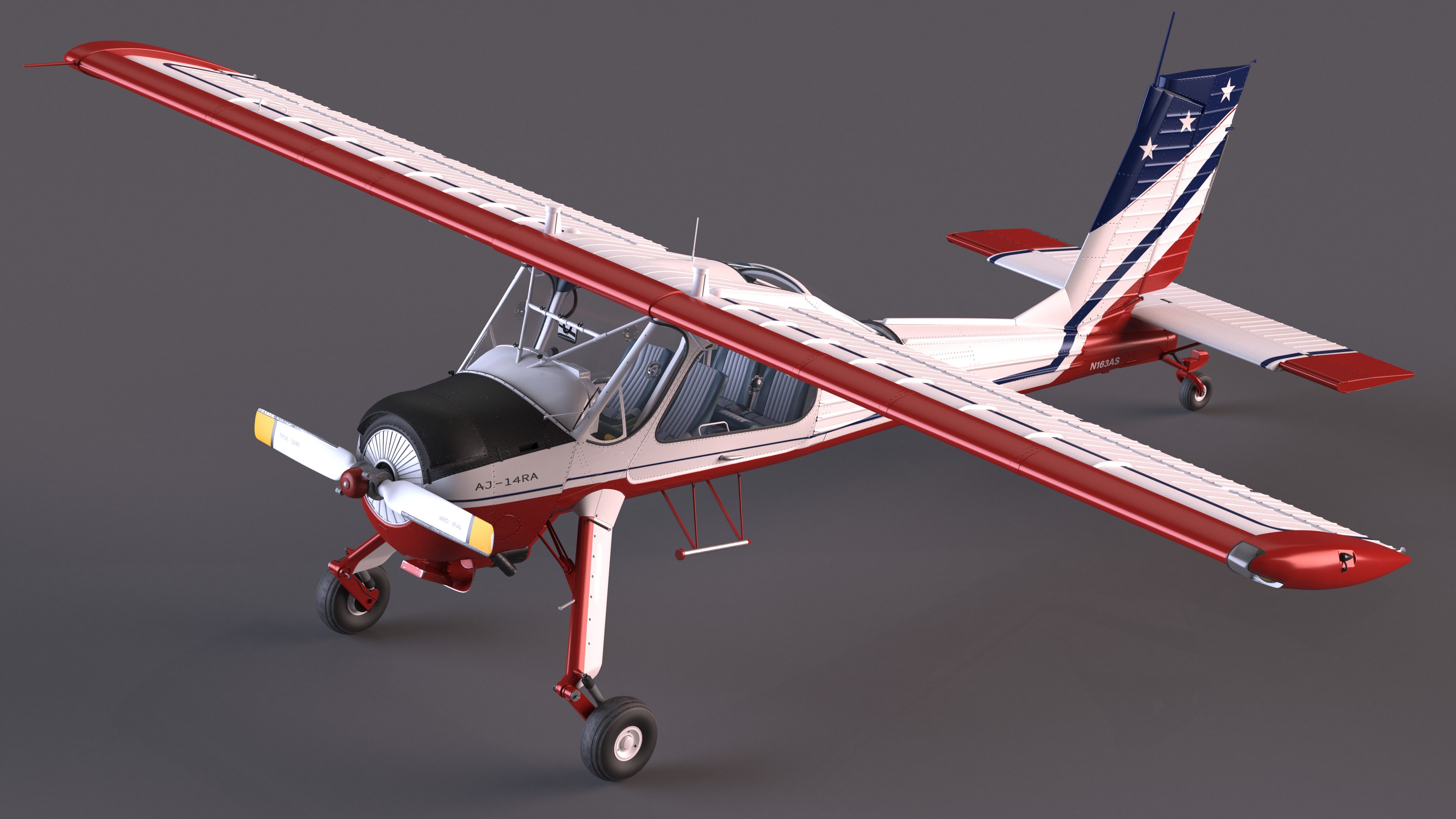 3D model Civil Airplane PZL 104 Wilga Flag Color Rigged for Maya