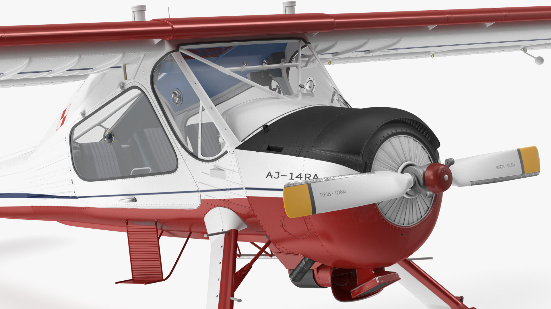 3D model Civil Airplane PZL 104 Wilga Flag Color Rigged for Maya