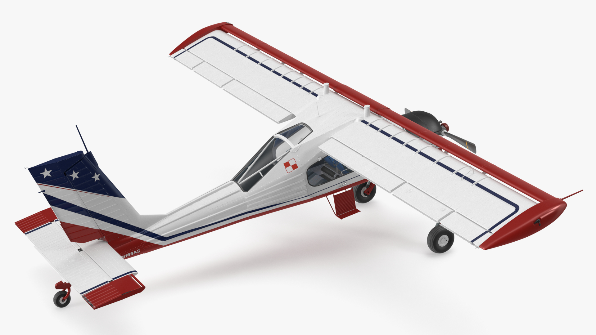 3D model Civil Airplane PZL 104 Wilga Flag Color Rigged for Maya
