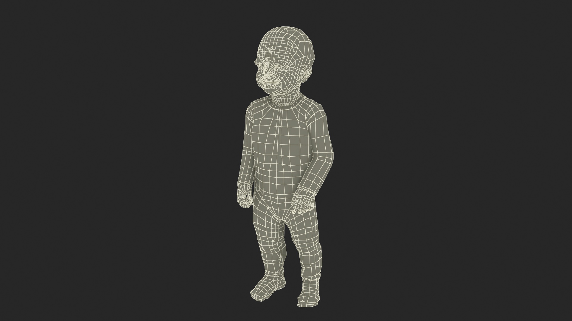3D Toddler Black Girl in Full Bodysuit Standing Fur model