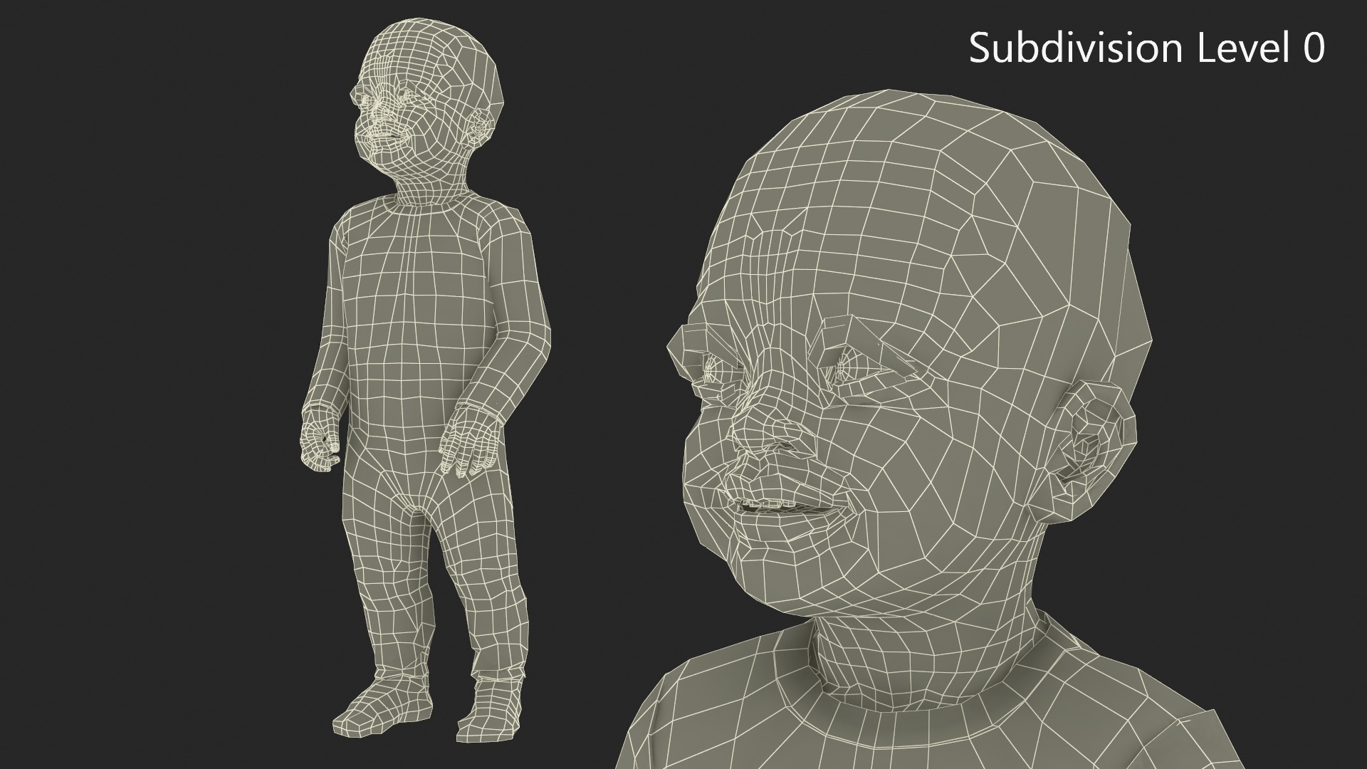 3D Toddler Black Girl in Full Bodysuit Standing Fur model