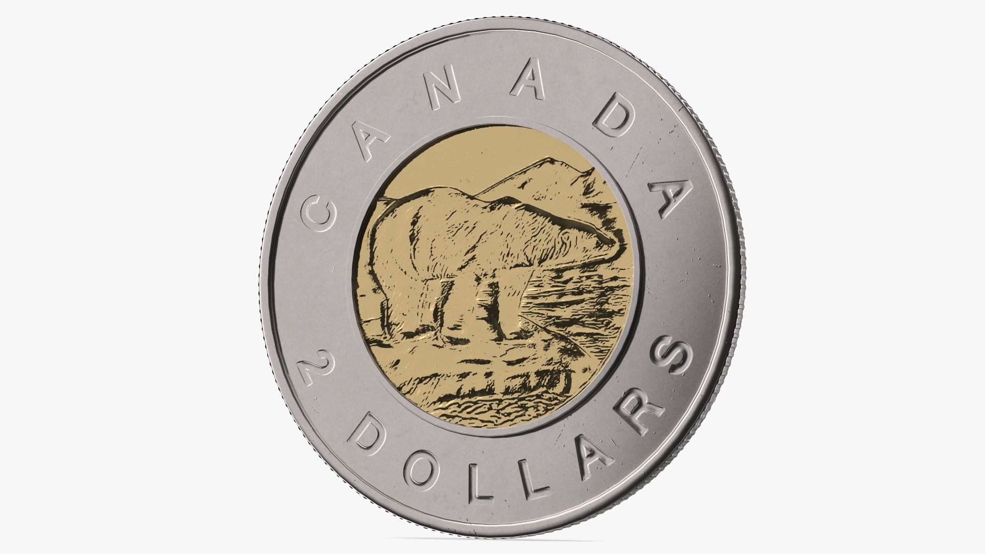 3D 2 Canadian Dollars Coin model