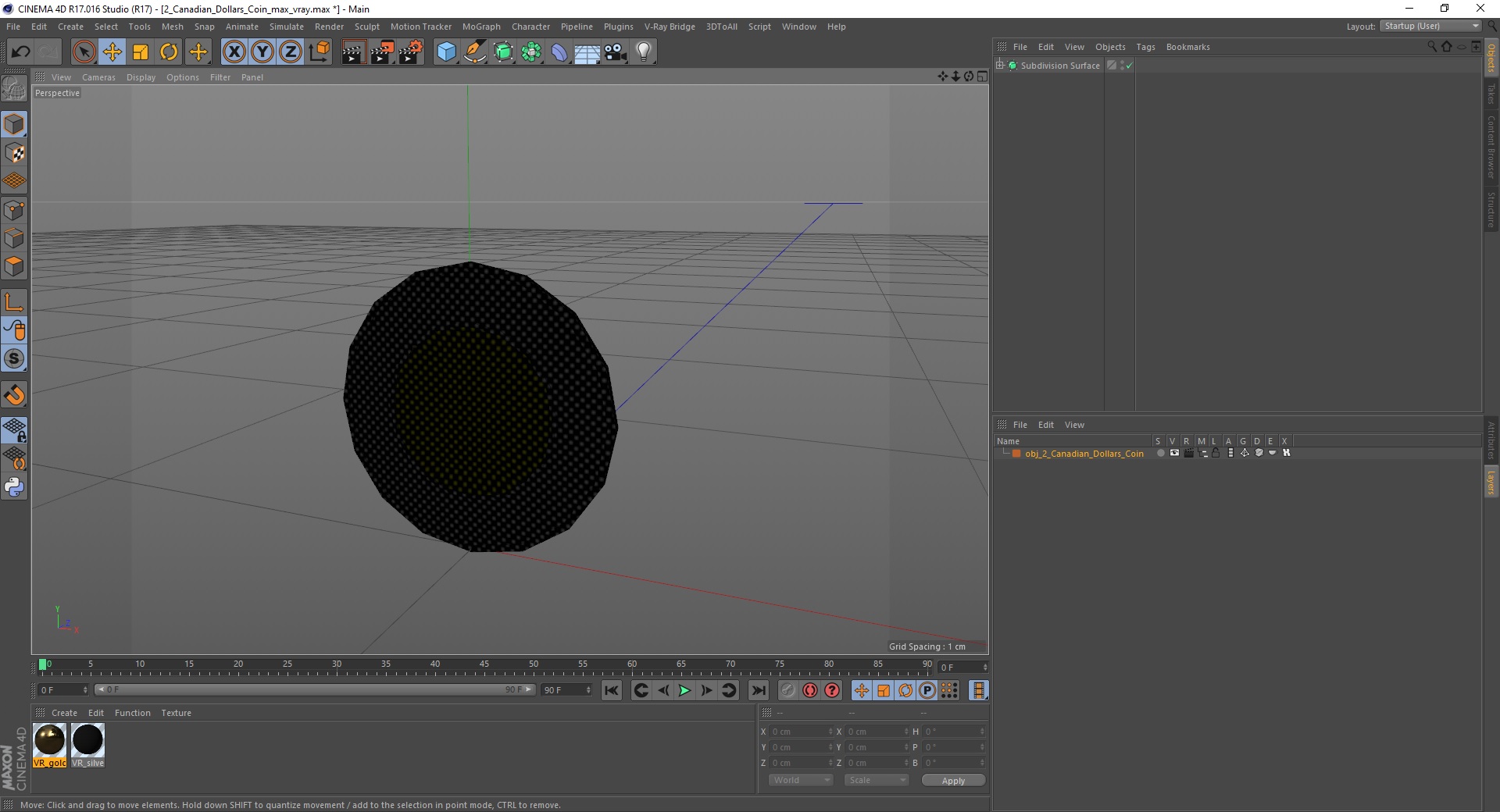 3D 2 Canadian Dollars Coin model