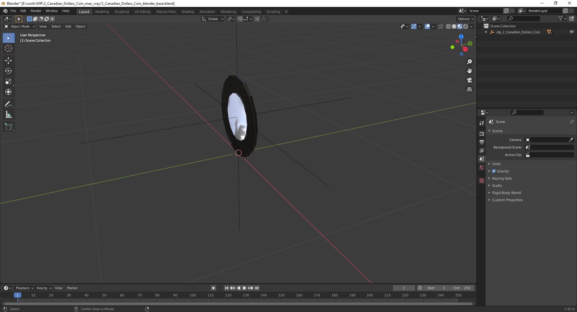 3D 2 Canadian Dollars Coin model