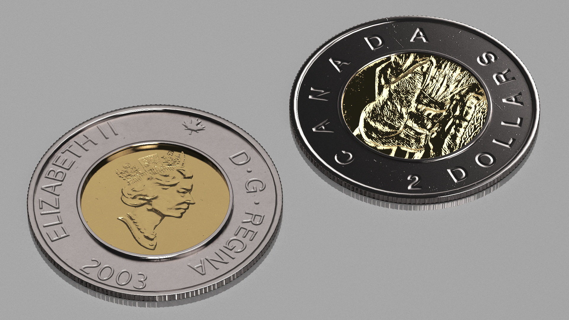 3D 2 Canadian Dollars Coin model