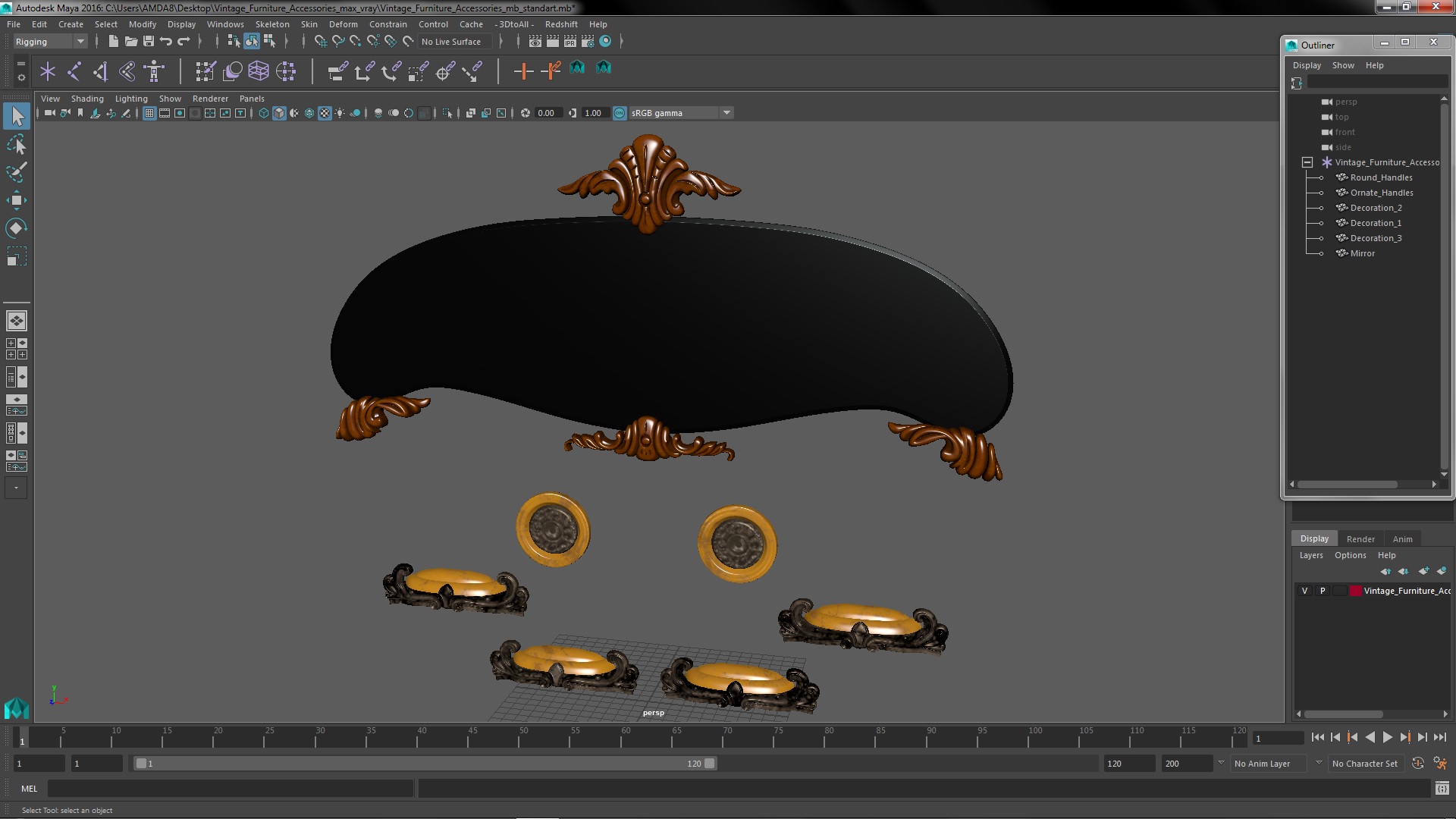 Vintage Furniture Accessories 3D model
