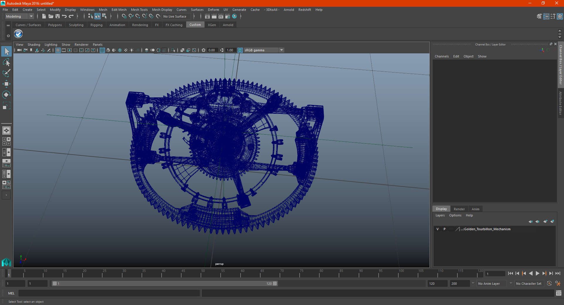Golden Tourbillon Mechanism 3D