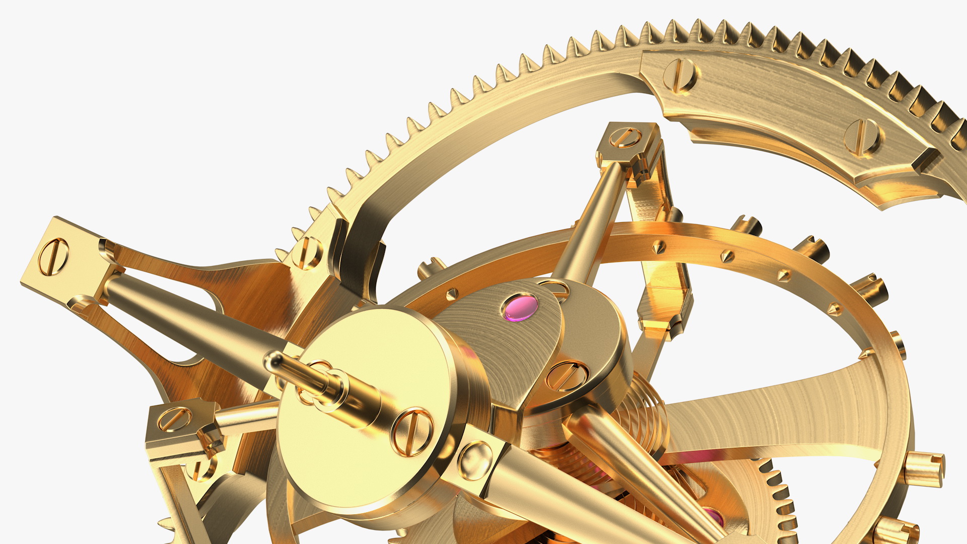 Golden Tourbillon Mechanism 3D