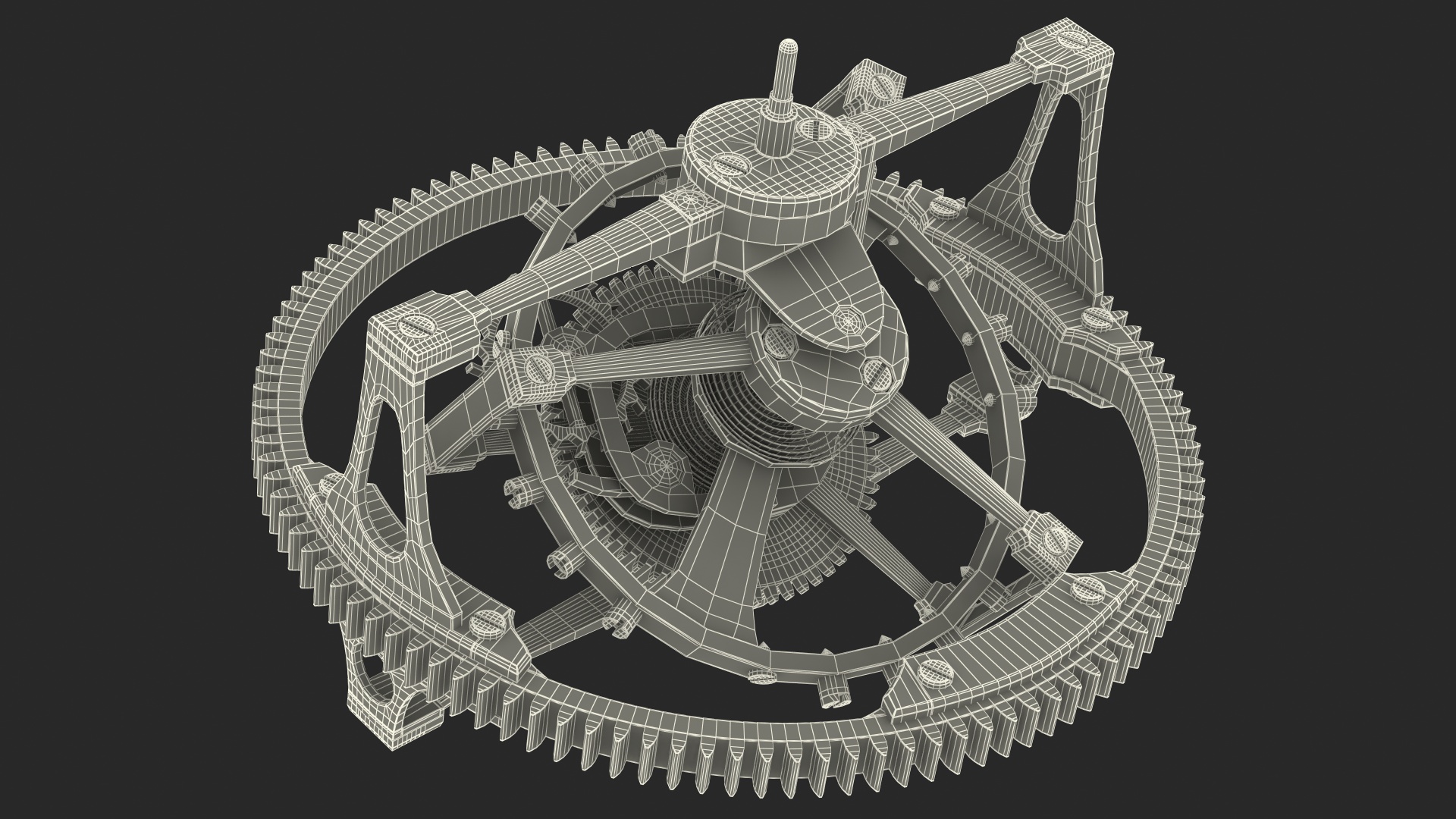 Golden Tourbillon Mechanism 3D