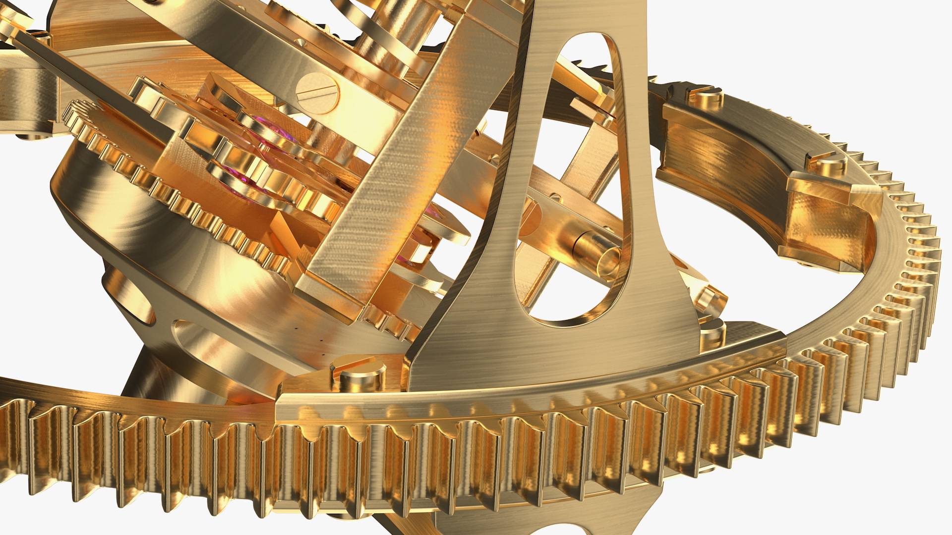 Golden Tourbillon Mechanism 3D