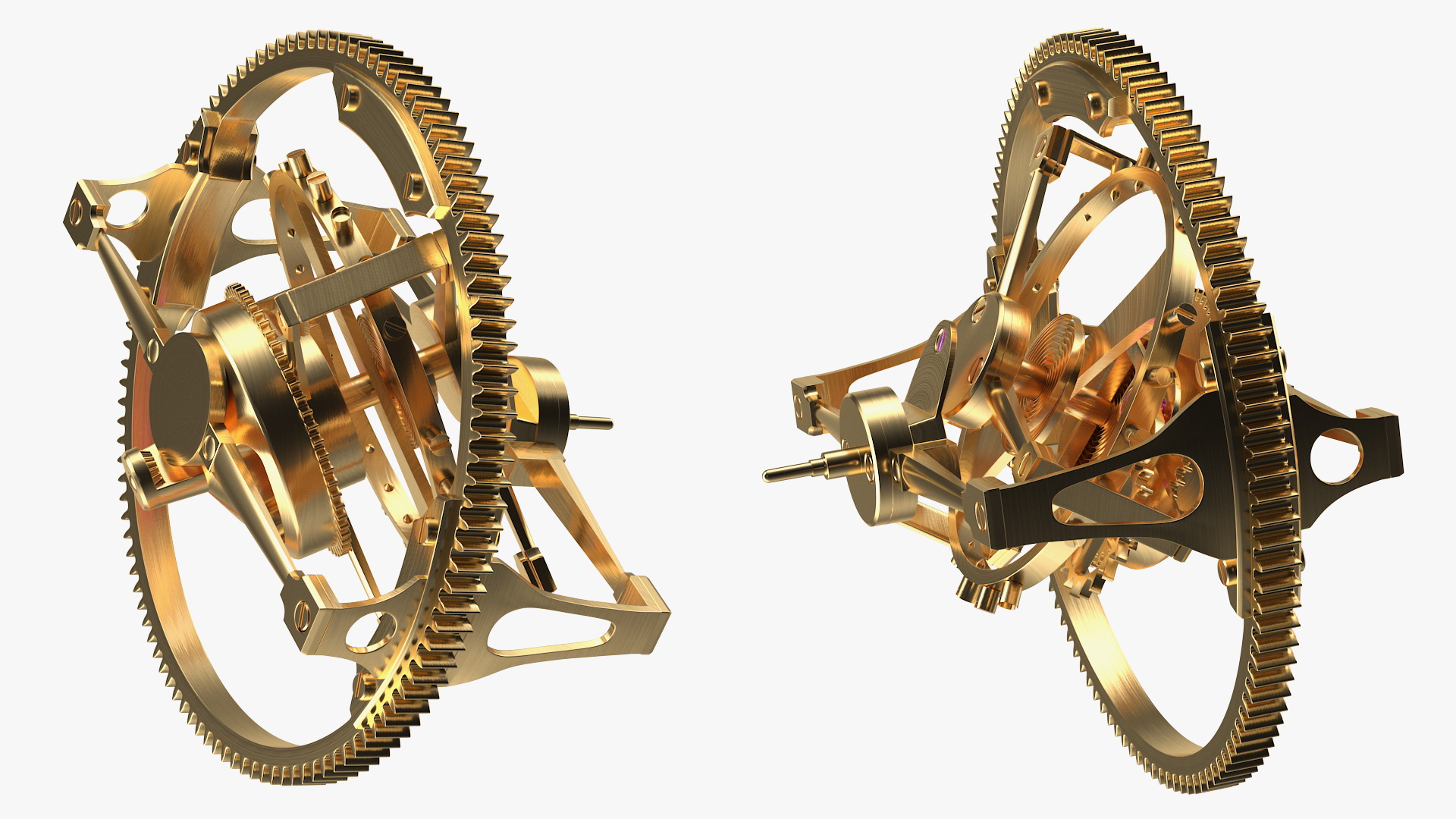 Golden Tourbillon Mechanism 3D
