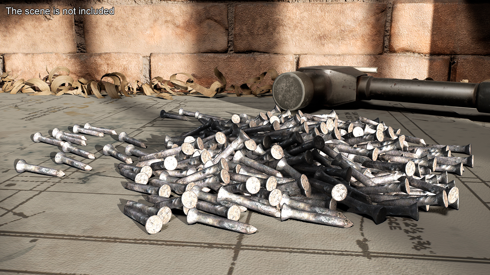 Masonry Nails Old 3D