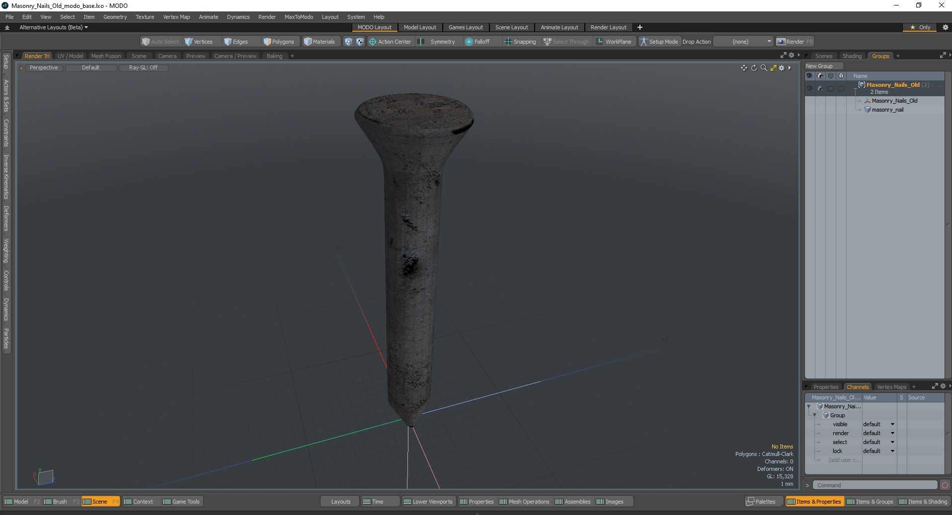Masonry Nails Old 3D