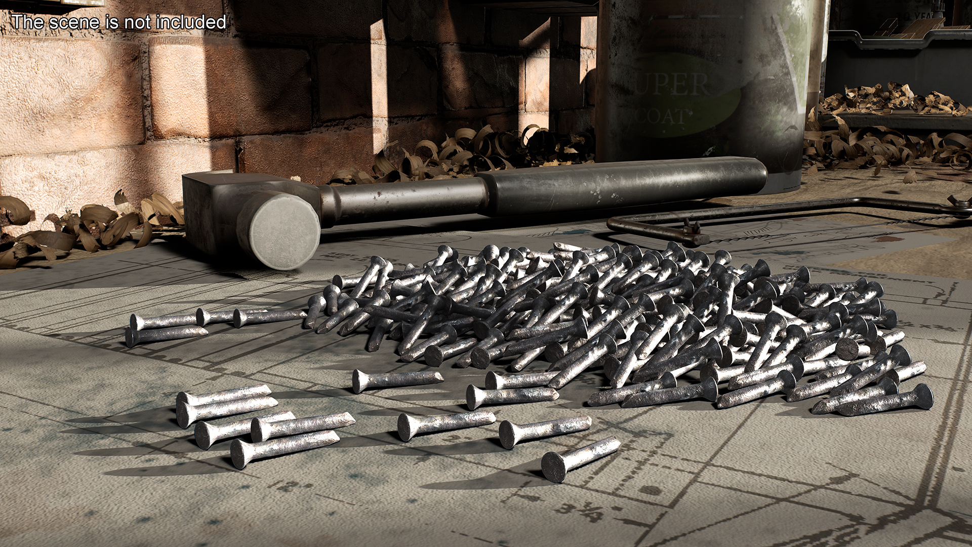 Masonry Nails Old 3D