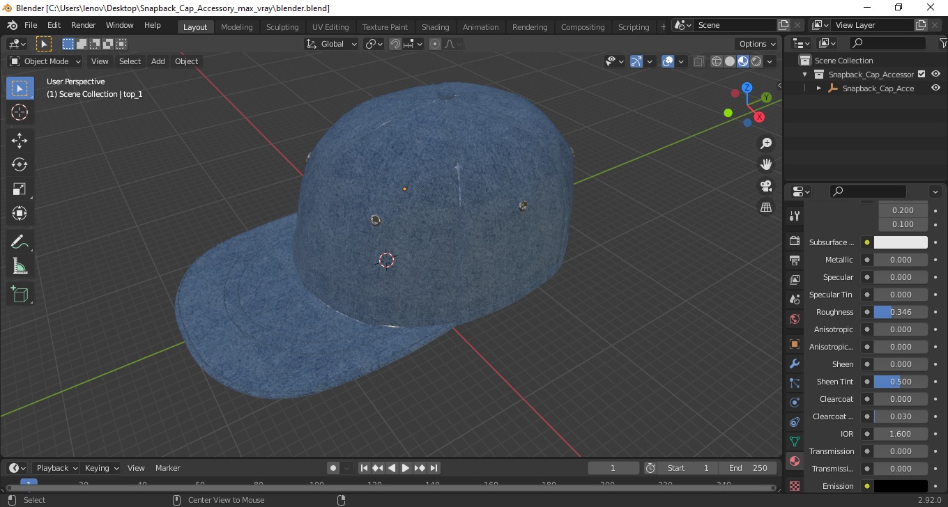 Snapback Cap Accessory 3D
