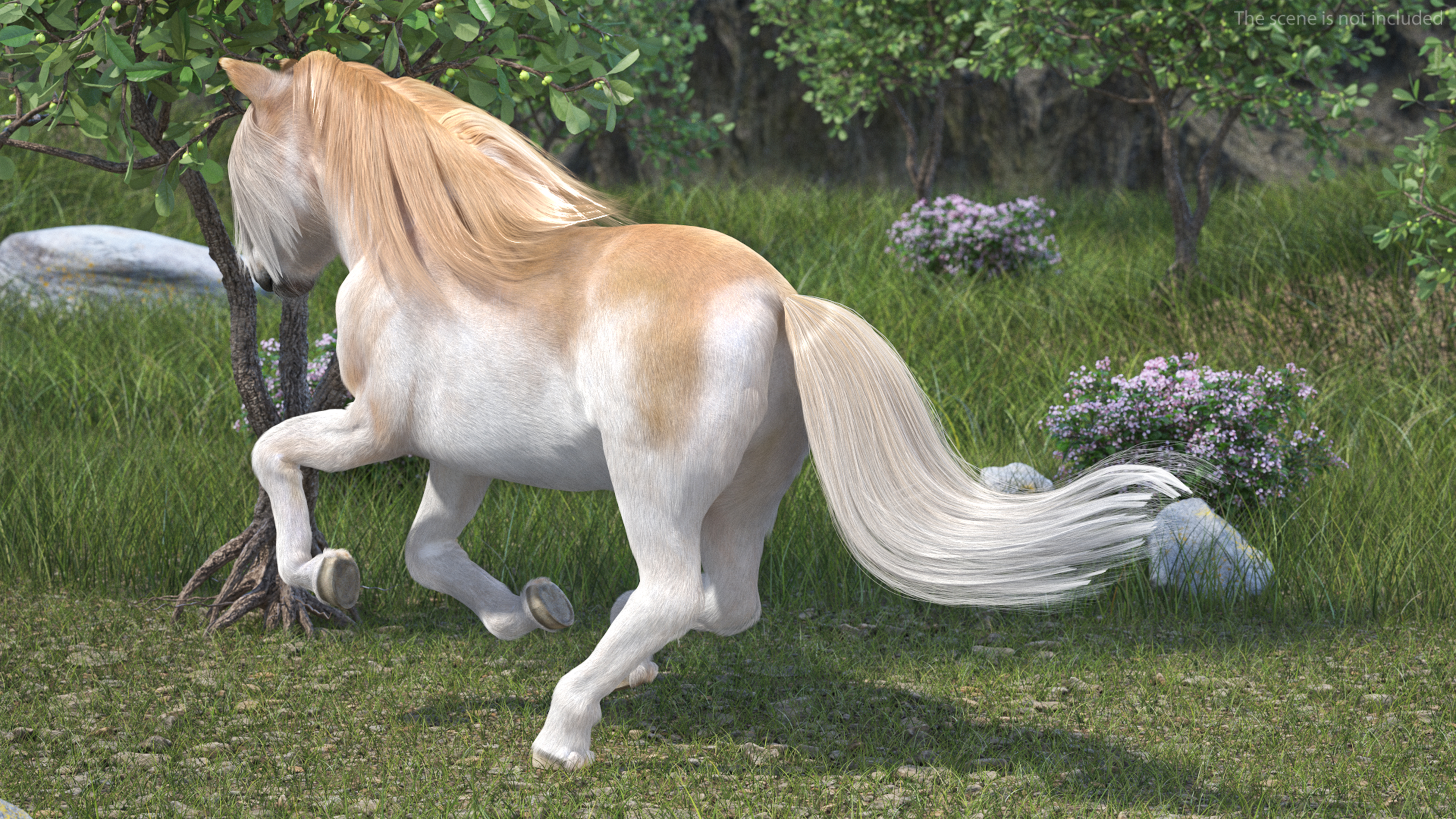 Shetland Pony with Long Mane Fur Rigged 3D model