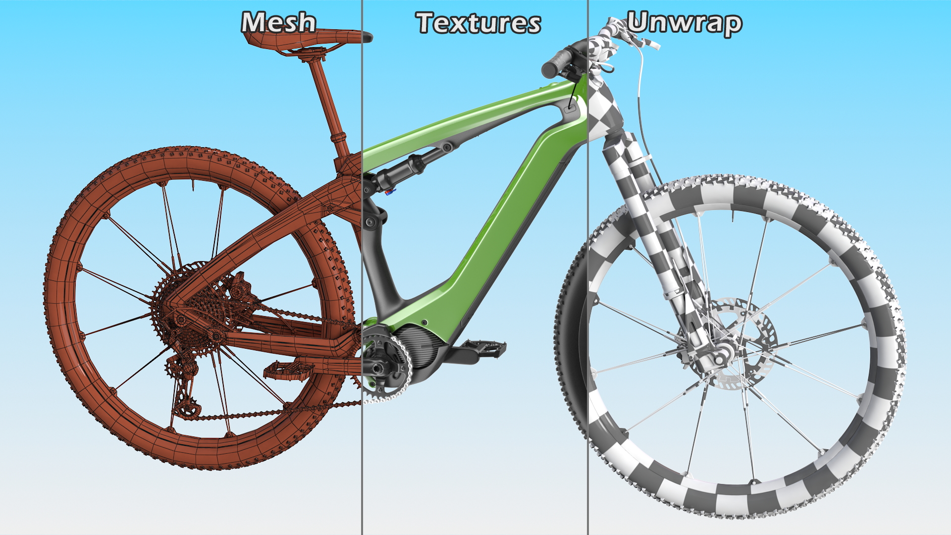Electric Mountain Bike Rigged 3D model