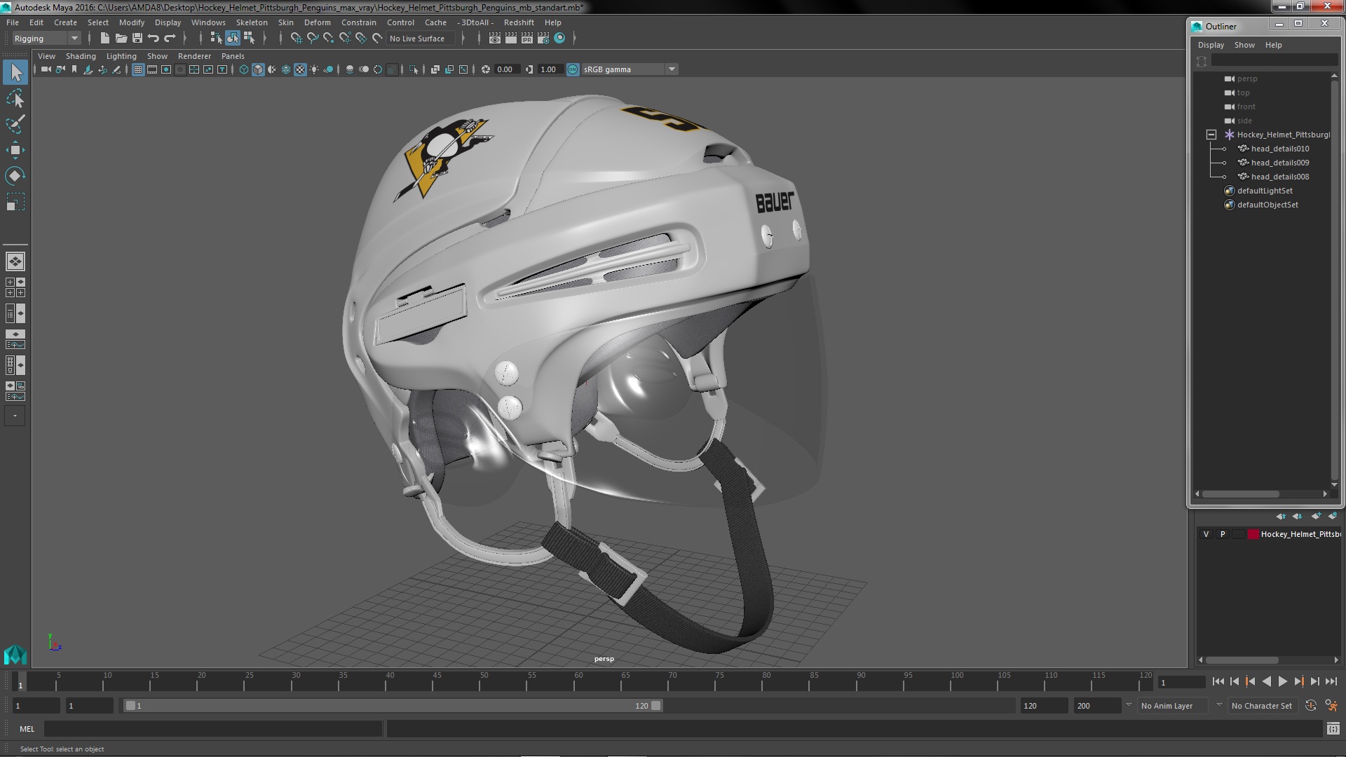 3D Hockey Helmet Pittsburgh Penguins model