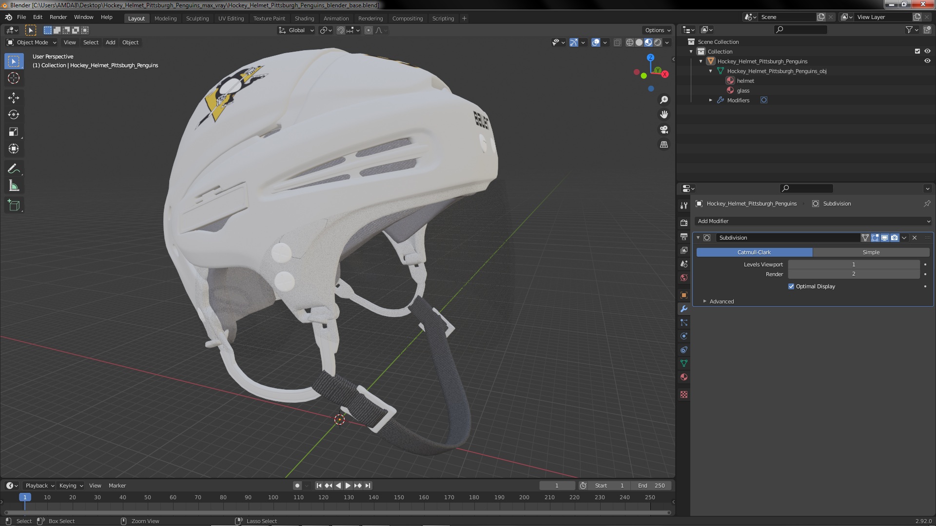 3D Hockey Helmet Pittsburgh Penguins model