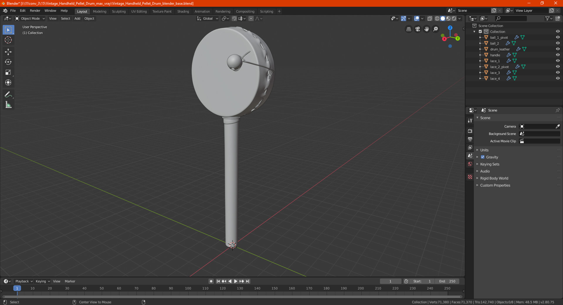 3D Vintage Handheld Pellet Drum model